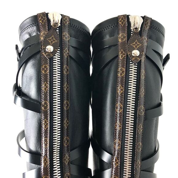 NIB Louis Vuitton Fornasetti A/W 2021 Runway LV Monogram Knee High Boots 37 - Picture 10 of 13